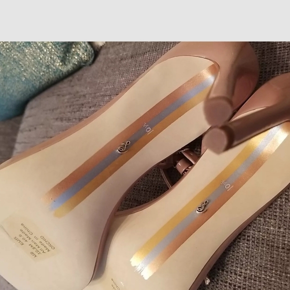 New Sam Edelman Orchid Rose Blush Heeled Open Square Toe Ankle Strap Sandals - Picture 7 of 7